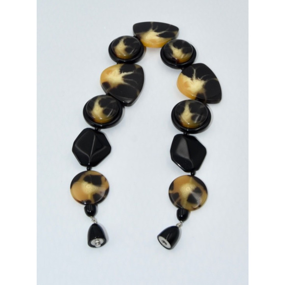 Angela Caputi Italy Massive Faux Tortoise Resin Chocker Statement Necklace - Picture 4 of 4